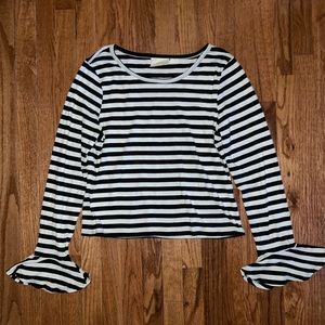 Maeve by Anthropologie Black & White Striped Long Sleeve Blouse Women’s Size L